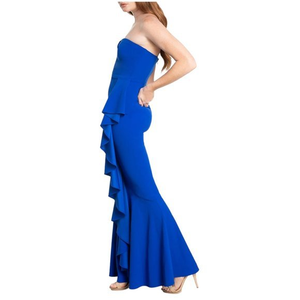 DRESS‎ THE POPULATION Paris Ruffle Strapless Mermaid Gown in Electric Blue (S)